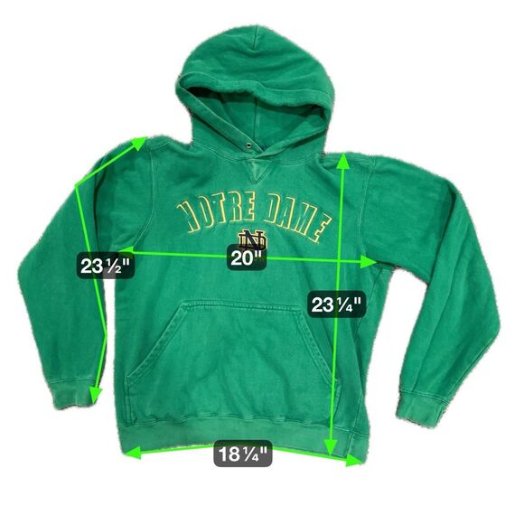Vintage Notre Dame Irish Embroidered Logo 90s Team Edition Hoodie Sweatshirt - Picture 2 of 6